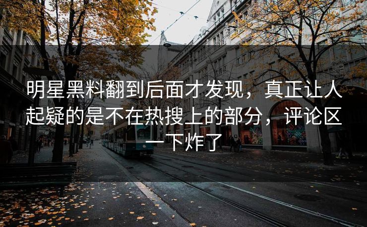 明星黑料翻到后面才发现，真正让人起疑的是不在热搜上的部分，评论区一下炸了