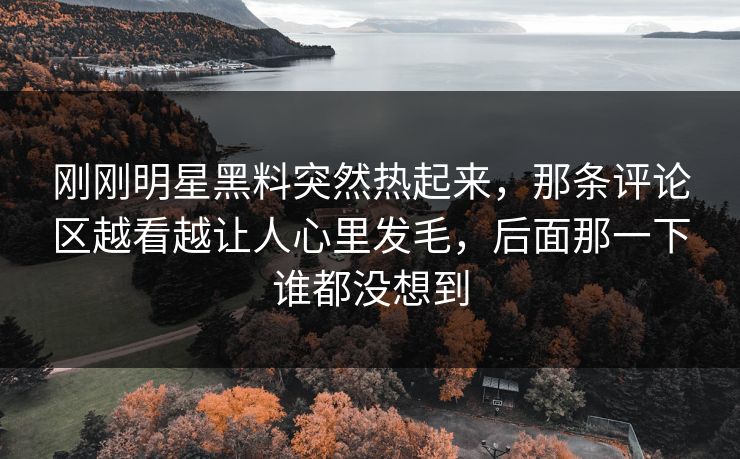 刚刚明星黑料突然热起来，那条评论区越看越让人心里发毛，后面那一下谁都没想到